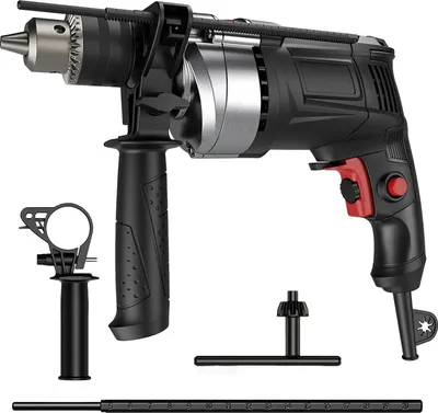 Produktbild von Elektrische Bohrmaschine - Schlagbohrmaschine - Stufenlose Drehzahlregelung - 25 mm Bohrdurchmesser - Für Holz, Metall, Stein - EU-Stecker - Schwarz