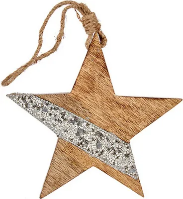 Produktbild von Weihnachtsschmuck star 17 x 2,5 x 34 cm versilbertes Holz