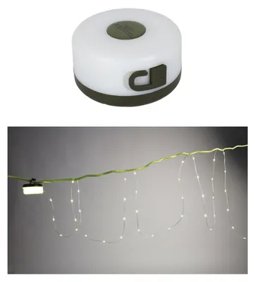 Produktbild von Akku Campinglampe mit integrierter LED Lichterkette 8m Warmweiß Taschenlampe Zeltlampe Handlampe Nachtlicht Akkuleuchte Orientierungslicht Nachtlampe