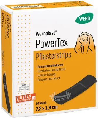 Produktbild von Weroplast PowerTex Pflasterstrips 7,2 x 1,9 cm, 50 Stk/Pkg