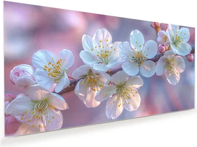 Produktbild von Glasbild 60x30cm in XXL für Wohnzimmer, Schlafzimmer Motiv Blühender Zweig