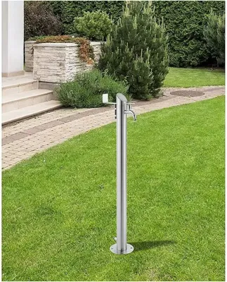 Obrázek produktu pro Vodovodní baterie Comfort Style, zahradní vodovodní baterie, stříbrná, výška: 93 cm, nerez