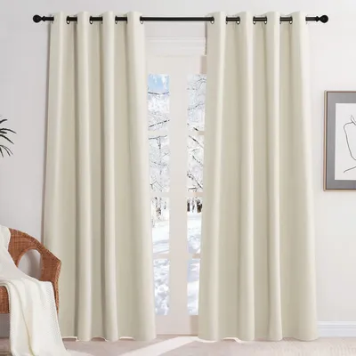 Produktbild von Thermovorhang mit Ösen H200 x B140 cm (2er Pack) Hellbeige