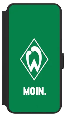Produktbild von NIVOCASE Klapphülle für Samsung Galaxy S25+  Handyhülle aus Kunst Leder NIVOflip schwarz Moin Offizielles Lizenzprodukt SV Werder Bremen