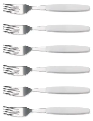 Produktbild von 6er Set Giesser Messer Besteck Gabel Essgabel Steakgabel groß - Weiß