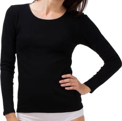 Produktbild von Shirt mit langem Arm im 3er Pack aus Baumwolle von Schöller 51141-562-3er (Größe: 44 / Farbe: schwarz)