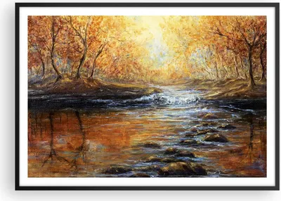 Produktbild von Gerahmtes Poster - Schwarzer Rahmen - Bach Park Baum - 100x70 cm - Wand Bild - Wanddeko - Wandbilder - Kunstposter - Wandposter - Bilderrahmen - Bilder - Kunstdruck - Wandbild - P2BAA100x70-3973