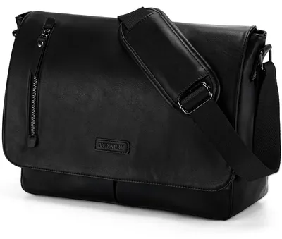Produktbild von Umhängetasche für Herren, 14-Zoll-Laptop-Tasche aus Canvas und Leder
