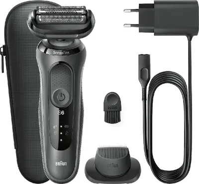 Image de Braun Series 6 61-N1200s - Grattoir à film - Acier inoxydable - Touches - Noir - LED - Batterie
