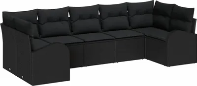 Obrázek produktu pro vidaXL Zahradní set sedaček, 7 kusů, černá barva, polyratan
