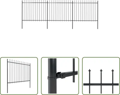 Produktbild von The Living Store Gartenzaun mit Speerspitzen Stahl 5,1 x 1,5 m Schwarz