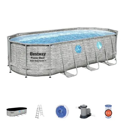 Immagine prodotto di Piscina Power Steel Stacked Stone Swim Vista 549 x 274 x 122 cm con accessori