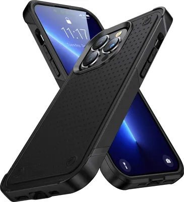 Produktbild von Für iPhone 13 Pro Max Hülle Militärqualität Stoßfest Hybrid 2 in 1 Hart PC Weich TPU Handyhülle Schwarz