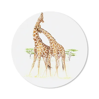Produktbild von MuchoWow® Mauspad Mousepad Giraffe - Baum - Aquarell 20x20 cm - Mousepads - Maus Mat - Pad - Mausunterlage - Schreibtischmatte