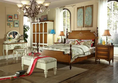 Produktbild von Schlafzimmer Set Komplett Schlafmöbel Schrank Nachttische Schminktisch 7 tlg.