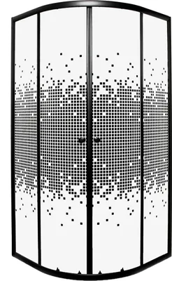 Produktbild von Kerra Pixel 80x80 Black Duschkabine ohne Duschwanne, 4mm, ESG Sicherheitsglas, schwarz Profile, transparent mit Dekor