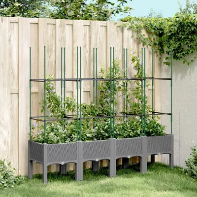 Produktbild von Möbel Pflanzkübel mit Rankgitter Hellgrau 160x40x142,5 cm PP - Beete &39382
