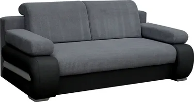 Produktbild von Sofa mit Schlaffunktion und Bettkasten, Couch für Wohnzimmer, Schlafsofa Federkern Sofagarnitur Polstersofa Wohnlandschaft mit Bettfunktion - 206 x 96 x 85 - York (Dunkelgrau - Schwarz - Dot 95 +Madryt 1100)