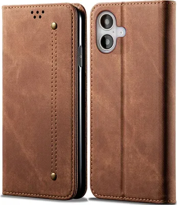Obrázek produktu pro Pouzdro pro iPhone 17, Kožené Peněženkové Pouzdro s Magnetickým Uzavíráním a Stojánkem hnědé