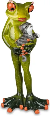 Produktbild von Dekofigur Froschfrau mit Katze H. 15,5cm grün Formano Froschhausen