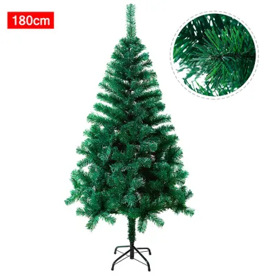 Imagen del producto de Árbol de Navidad artificial QEENTOE, 180 cm, abeto de PVC, árbol de Navidad con soporte, árbol artificial verde para decoración navideña