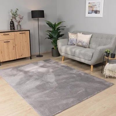 Produktbild von Famanu Teppich Waschbar Einfarbig Weich 200 cm Quadrat Grau