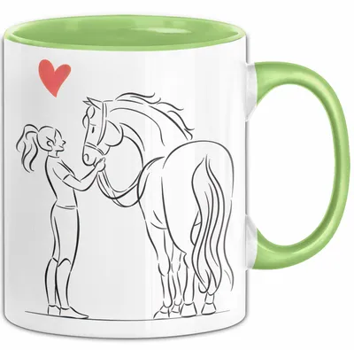 Produktbild von Pferde Tierliebhaber Mädchen Tasse Geschenk Lustige Geschenkidee Spruch (Grün)