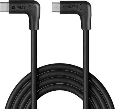 Productafbeelding van Lindy 32024 LINDY USB 3.2 Type-C kabel, 1,5 meter, met 2x 90 graden gebogen connectoren