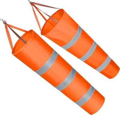 Produktbild von Windsack 2 Stück - Windrichtungsanzeiger 80/100 cm - Reflektierender Windsack mit Signalstreifen - Windanzeige für Flughafen Bauernhof Garten Park