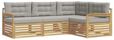 Productafbeelding van vidaXL Tuinset met 5 zitplaatsen, wit en lichtgrijs, polyester