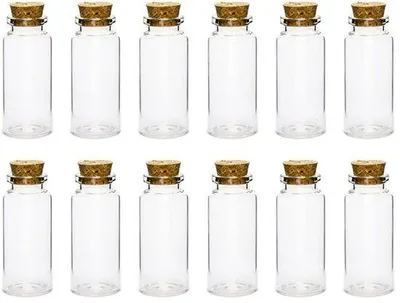 Productafbeelding van Set van 12 glazen flessen met kurk (35 ml)