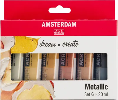 Zdjęcie produktu dla Royal Talens17820501 ROYAL TALENS Farba akrylowa AMSTERDAM Metallic, 6 x 20 ml