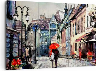Produktbild von Bild auf Leinwand - Leinwandbild - Stadt Straße Haus - 165x110cm - Wand Bild - Wanddeko - Leinwanddruck - Bilder - Kunstdruck - Wanddekoration - Leinwand bilder - Wandkunst - CE165x110-3940