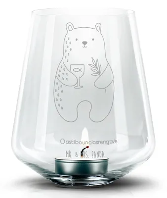 Produktbild von Mr. & Mrs. Panda Deko Windlicht Bär Konfirmation - Transparent - Geschenk, Gottesdienst, Evangelisch, Laterne, gravur glas, Kerzenhalter, Kirche, Teelichthalter, Teddy
