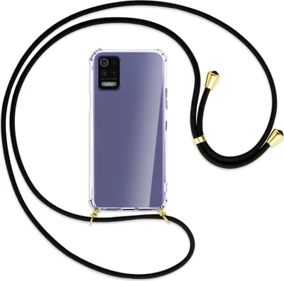 Produktbild von Handykette Backcover-Schutzhülle mit Band (Metall goldfarben) für LG K52 / K62 / Q52 - schwarz