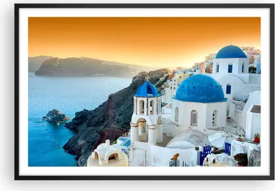 Produktbild von Gerahmtes Poster - Schwarzer Rahmen - Santorini Griechenland Urlaub Insel - 91,5x61 cm - Wand Bild - Wanddeko - Wandbilder - Wandposter - Bilderrahmen - Bilder - Kunstdruck - Wandbild P2BAA91x61-2529