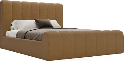 Produktbild von Polsterbett 140x200 Valetta - Doppelbett Bouclé - Bettkasten, Lattenrost - Designbett Orange