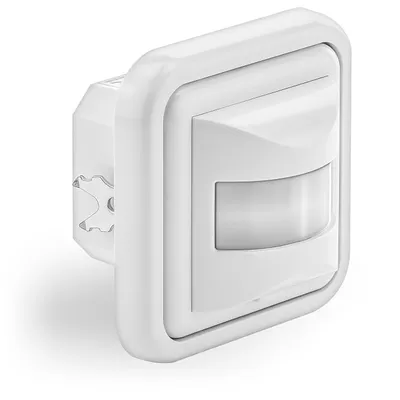 Produktbild von deleyCON Infrarot Bewegungsmelder Unterputz Wandmontage Innenbereich Lichtsteuerung 160° Arbeitsfeld 9m Reichweite eingebauter Lichtsensor Weiß