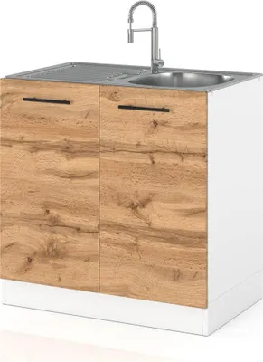 Zdjęcie produktu dla Szafka Kuchenna Stojąca Drewniana Pod Zlew Modułowa 80Cm Spremium Dąb Wotan