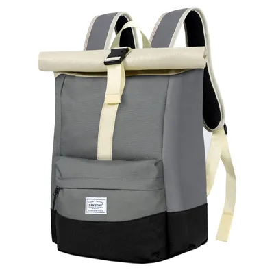 Produktbild von Cityrucksack Rolltop Rucksack Damen Herren Tagesrucksack mit Laptopfach, Modern Rolltop Rucksack Daypack, Wasserabweisend