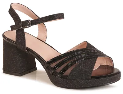 Produktbild von topschuhe24 3228 Damen Glitzer Riemchen Sandaletten Hochzeit, Farbe:Schwarz, Größe:40 EU
