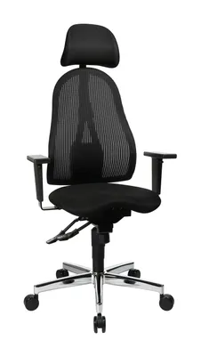Image de Chaise de bureau - noir - tissu - accoudoirs réglables en hauteur