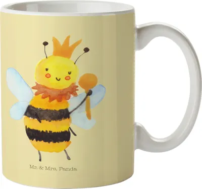 Produktbild von Mr. & Mrs. Panda Trinklernbecher Biene König - Gelb Pastell - Geschenk, Hummel, Kinderbecher, Pott, Mehrwegbecher, Kindertasse, Plastikbecher