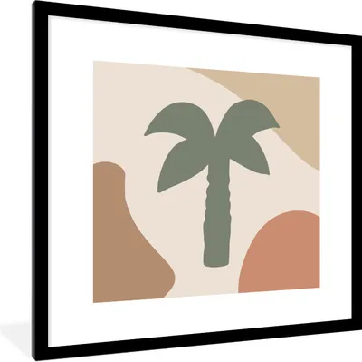 Produktbild von MuchoWow® Gerahmtes Poster Palme - Pastell - Sommer 40x40 cm - Poster mit Schwarzem Bilderrahmen Wandposter Rahmen Foto Bilder - Poster - Plakat im Rahmen