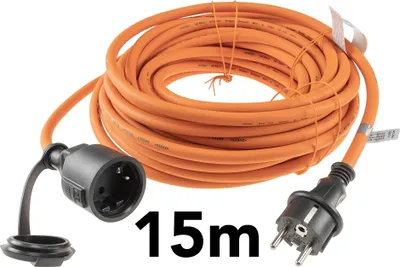 Produktbild von CHILITEC Gummi Schutzkontaktverlängerung, IP44, 15 m, orange