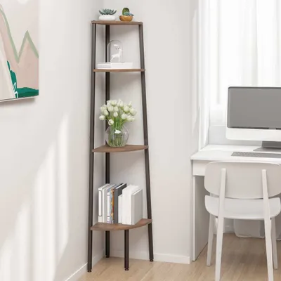 Produktbild von vidaXL Eckregal mit 4 Böden Dunkelbraun und Schwarz 45,5x31,5x150 cm - Eckregal - Eckregale - Standregal - Bücherregal
