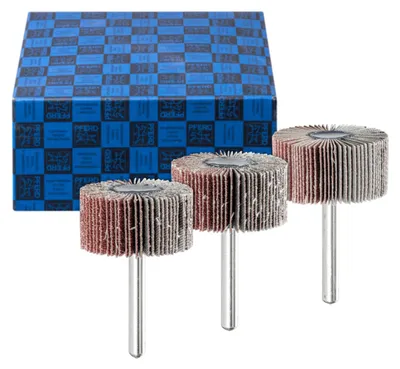 Immagine prodotto di PFERD TOOLS Set di 3 dischi lamellari in corindone 40x20mm gambo 6 mm A60, 80,120 per levigatura fine