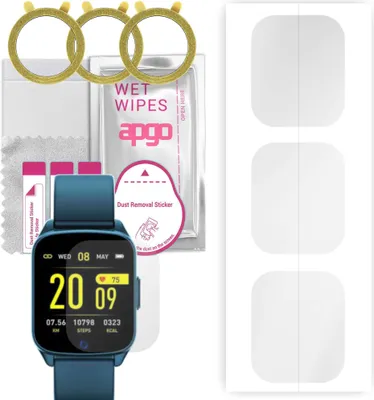 Produktbild von apgo 3 Stück Schutzfolie, klar, kompatibel mit Rubicon RNCE42 Smartwatch, Hydrogel Displayschutzfolie mit Positionierhilfe, Displayfolie, robust und kratzfest
