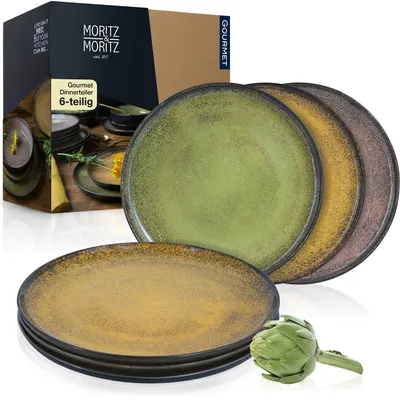 Obrázok produktu pre Sada 6 tanierov, žltá, zelená, ružová, porcelán