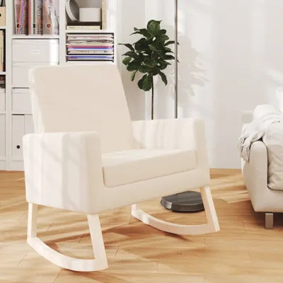 Zdjęcie produktu dla Fotel bujany z tkaniny w kolorze kremowym